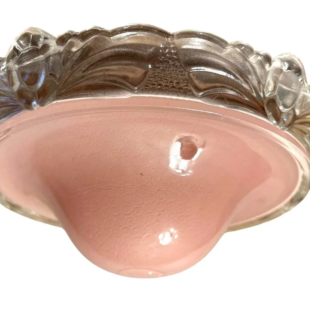 Antique Art Deco Pink Glass Ceiling Light Shade Globe 3 Hole Fixture 10